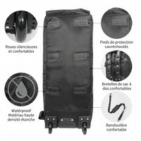 Dessous du sac de voyage à roulettes 80 litres