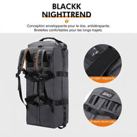 Détail des bretelles dissimulables du sac de voyage à roulettes 80 litres
