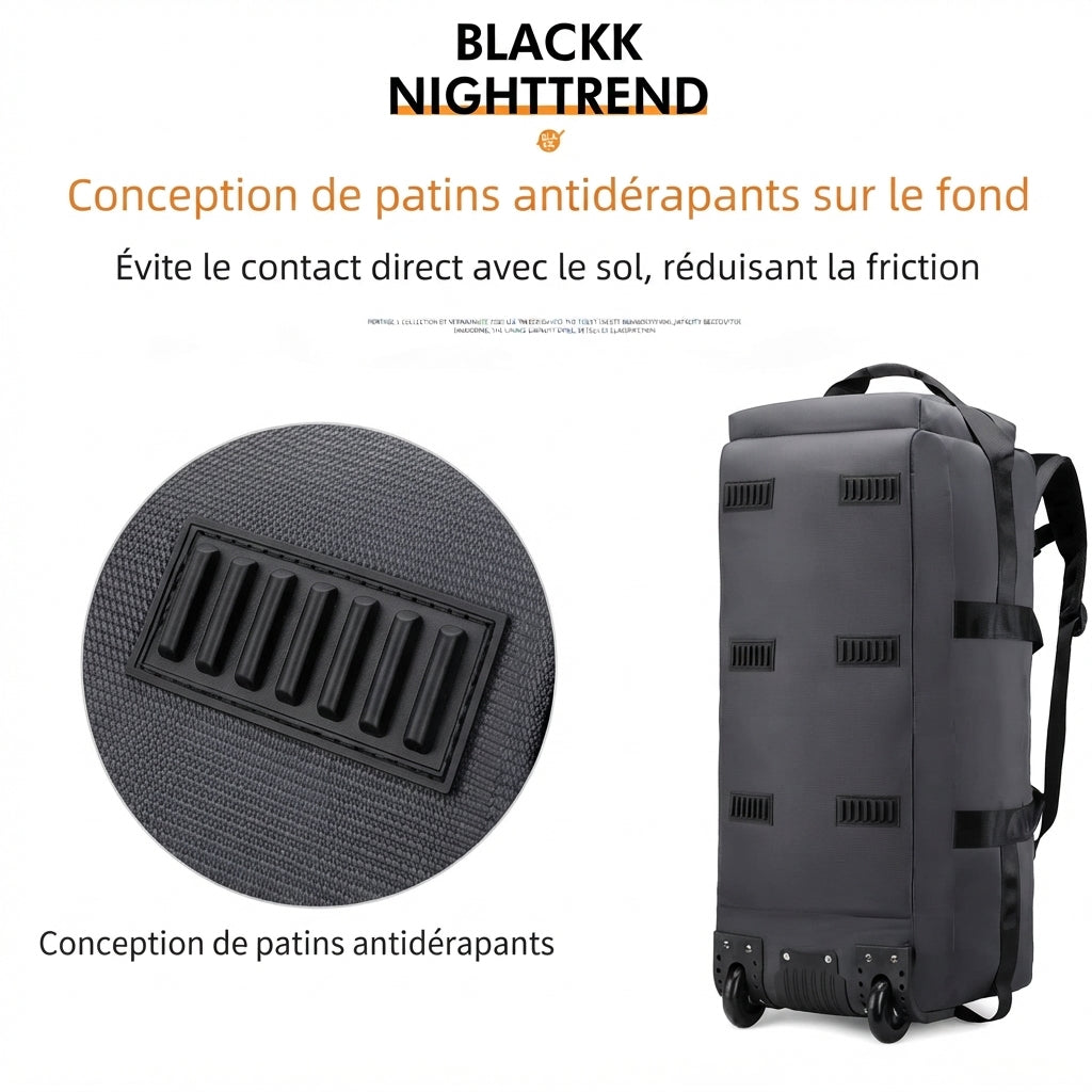 Patins antidérapants sous le sac de voyage à roulettes 80 litres