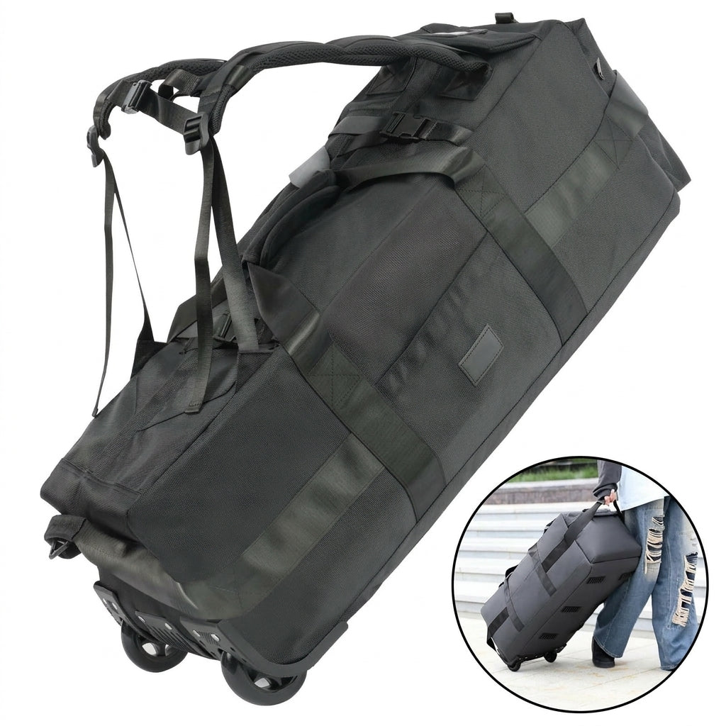 Sac de voyage à roulettes 80 litres, tiré sur ses roulettes