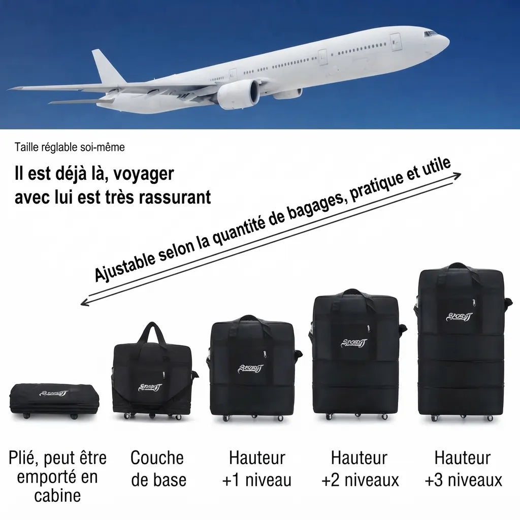 Sac de voyage à roulettes, usages : déplacement, envoi, déménagement
