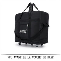 Sac de voyage pliable à roulettes, vue de côté