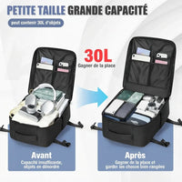 Sac de voyage sous vide, capacité avant et après compression