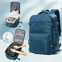 Sac de voyage sous vide avec pompe, coloris bleu paon compressé