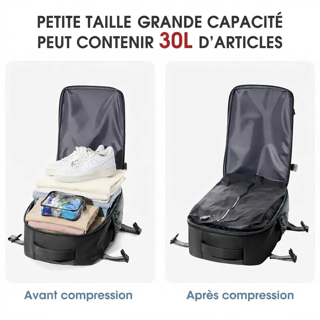 Sac de voyage sous vide avec pompe, capacité avant et après compression