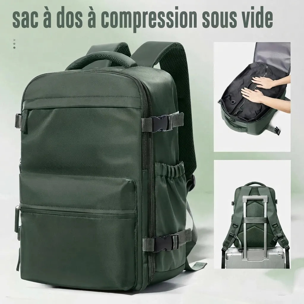 Sac de voyage sous vide avec pompe, coloris vert