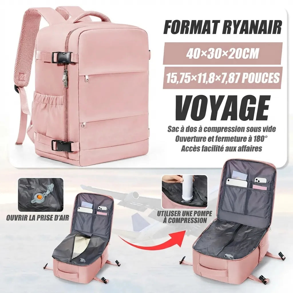 Sac de voyage sous vide, coloris rose