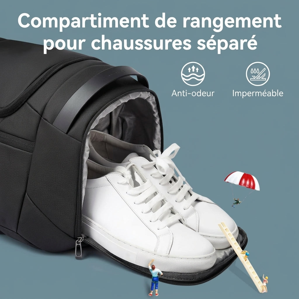 Compartiment à chaussures du sac de voyage homme sport