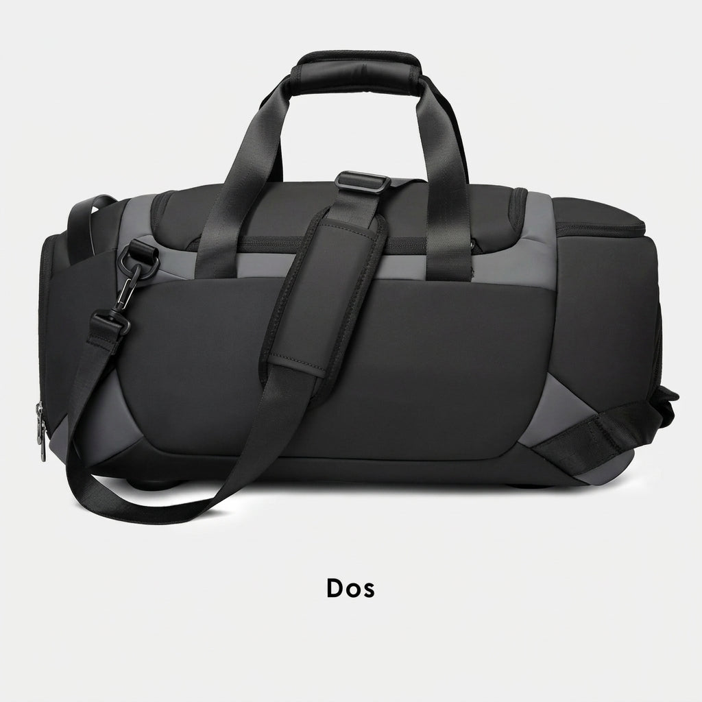 Sac de voyage homme sport, coloris gris, vue de dos
