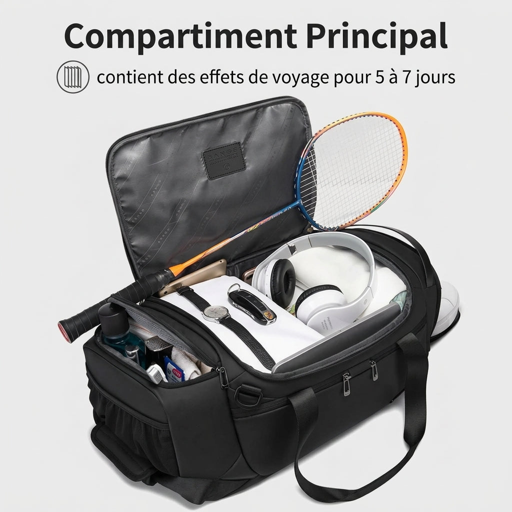 Intérieur du sac de voyage homme sport