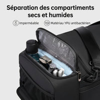 Compartiment linge sec/humide du sac de voyage homme sport