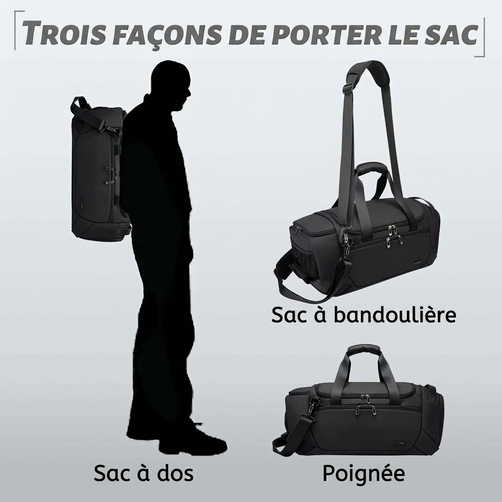 Sac de voyage homme sport, porté